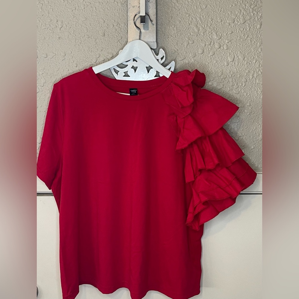Red Ruffled Top - Picture 2 of 4